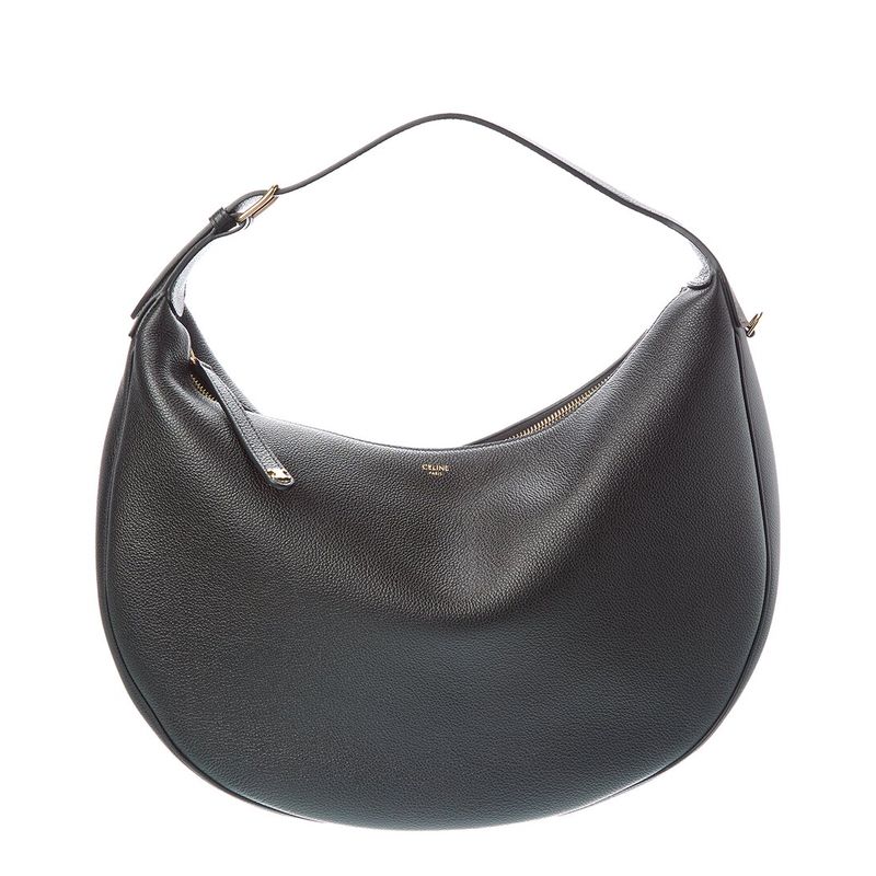 Celine Lulu Large Leather Hobo Bag, Black